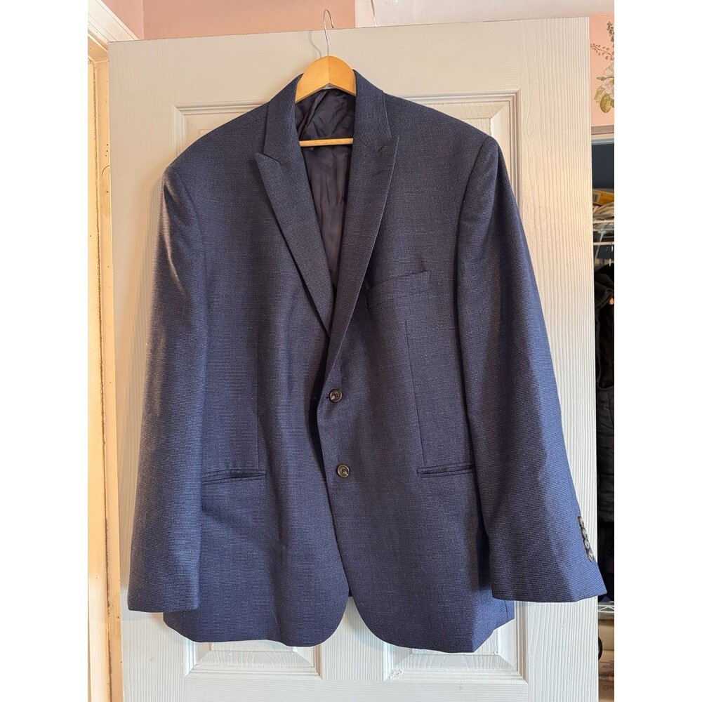 Jos. A. Bank Blazer 48R Traveler Wool Tailored Fit Navy Blue Sport Coat